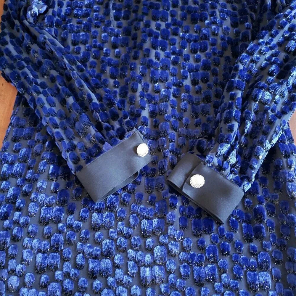 Michael Kors Womens Jaquard Silk Blend Shirt Dress Purple And Black Animal Print - Picture 9 of 16